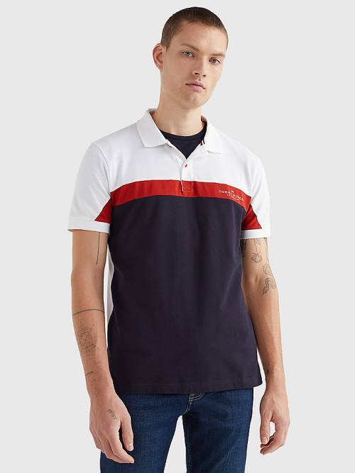 Tommy Hilfiger Colour-Blocked Regular Fit Polo Yaka Tişört Erkek Mavi | TH463CTG