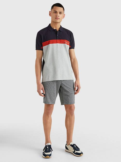 Tommy Hilfiger Colour-Blocked Regular Fit Polo Yaka Tişört Erkek Gri | TH970GKH