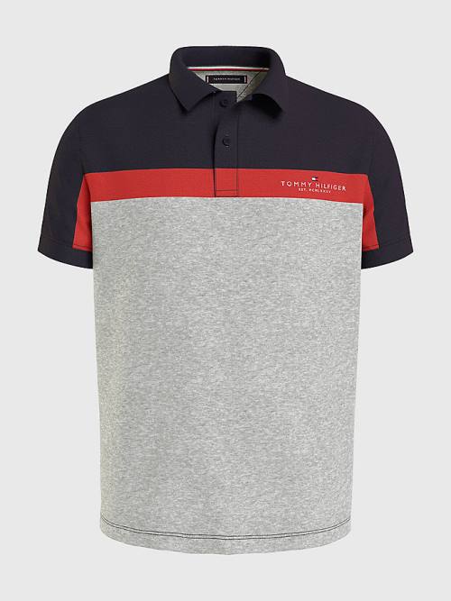 Tommy Hilfiger Colour-Blocked Regular Fit Polo Yaka Tişört Erkek Gri | TH970GKH