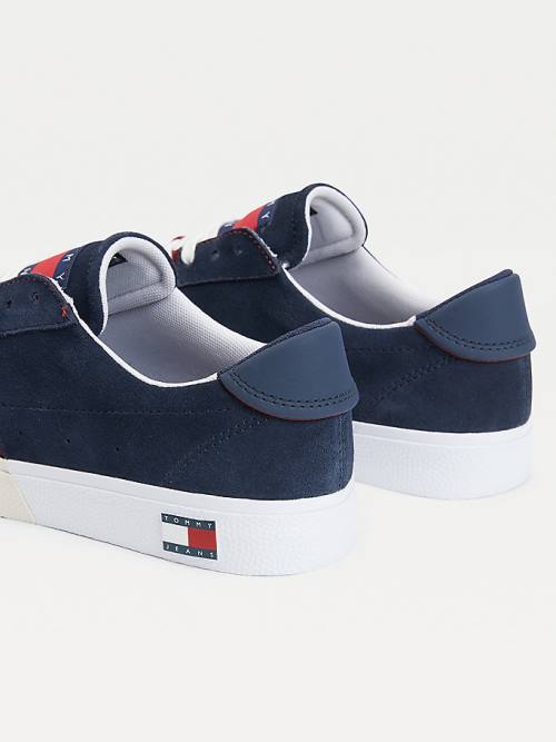 Tommy Hilfiger Colour-Blocked Süet Low-Top Spor Ayakkabı Erkek Mavi | TH023VUI