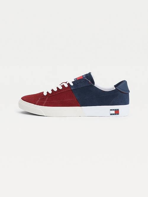 Tommy Hilfiger Colour-Blocked Süet Low-Top Spor Ayakkabı Erkek Mavi | TH023VUI