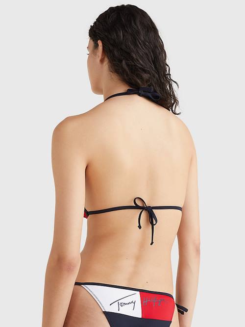 Tommy Hilfiger Colour-Blocked Triangle Bikini Top Mayo Kadın Mavi | TH205HGA