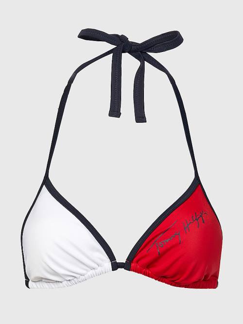 Tommy Hilfiger Colour-Blocked Triangle Bikini Top Mayo Kadın Mavi | TH205HGA