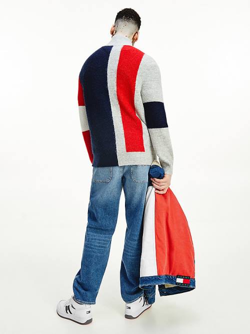 Tommy Hilfiger Colour-Blocked Zip Jumper Kazak Erkek Gri | TH613WZI