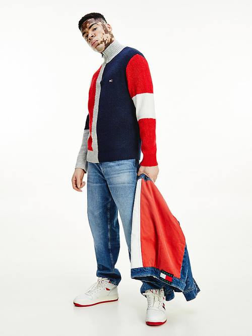 Tommy Hilfiger Colour-Blocked Zip Jumper Kazak Erkek Gri | TH613WZI