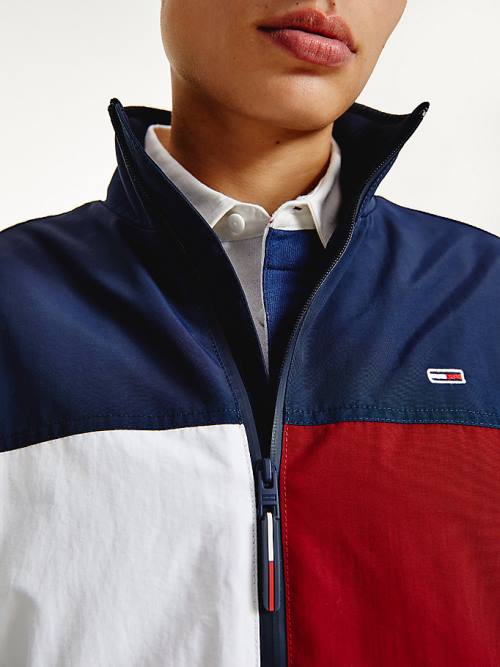 Tommy Hilfiger Colour-Blocked Zip-Thru Ceket Erkek Mavi | TH975MGO