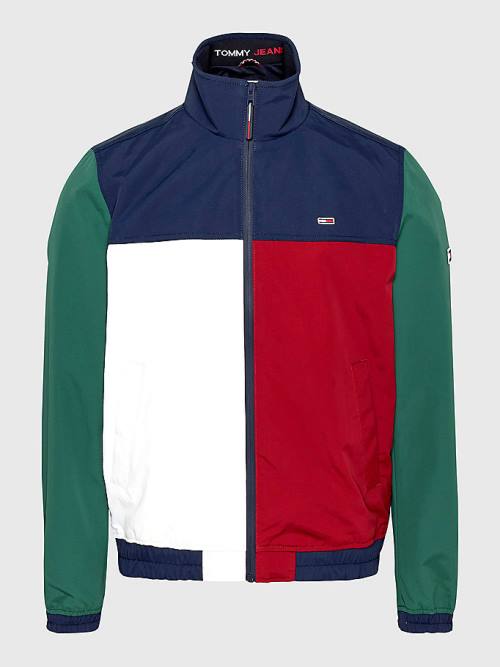 Tommy Hilfiger Colour-Blocked Zip-Thru Ceket Erkek Mavi | TH975MGO