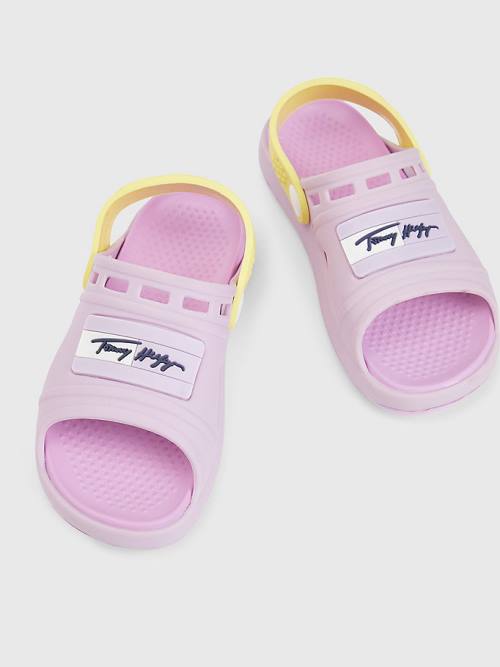 Tommy Hilfiger Comfy Signature Logo Sandalet Kiz Çocuk Mor | TH390RSU