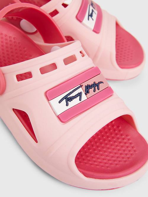 Tommy Hilfiger Comfy Signature Logo Sandalet Kiz Çocuk Pembe | TH421QXM