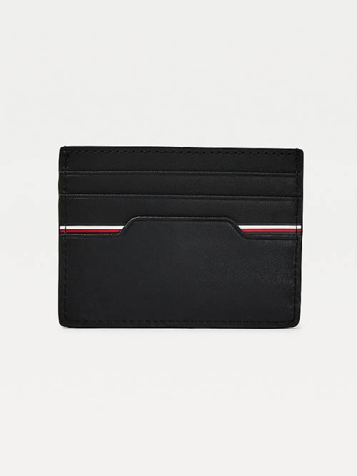 Tommy Hilfiger Commuter Deri Metallic Logo Card Holder Cüzdan Erkek Siyah | TH063XKH