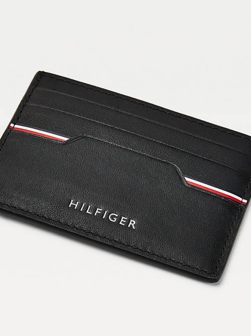 Tommy Hilfiger Commuter Deri Metallic Logo Card Holder Cüzdan Erkek Siyah | TH063XKH