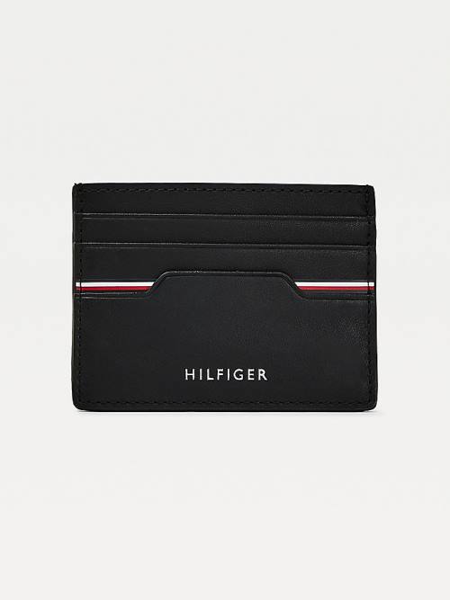 Tommy Hilfiger Commuter Deri Metallic Logo Card Holder Cüzdan Erkek Siyah | TH063XKH