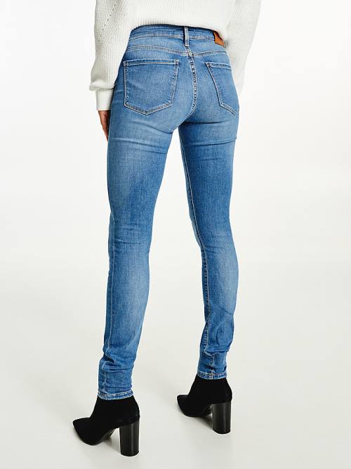 Tommy Hilfiger Como Mid Cut Cut Cut Rise Skinny TH Flex Jean Pantolon Kadın Denim | TH592UCT