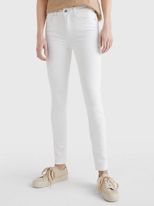 Tommy Hilfiger Como Mid Cut Cut Cut Rise Skinny TH Flex Jean Pantolon Kadın Beyaz | TH954YKJ