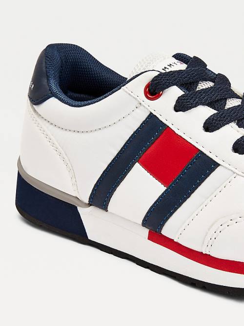 Tommy Hilfiger Contrast Detail Low-Top Spor Ayakkabı Erkek Çocuk Beyaz | TH301TEK