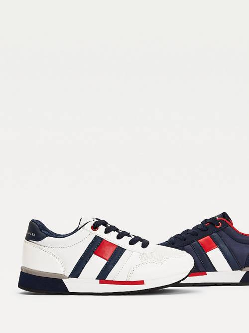 Tommy Hilfiger Contrast Detail Low-Top Spor Ayakkabı Erkek Çocuk Beyaz | TH301TEK