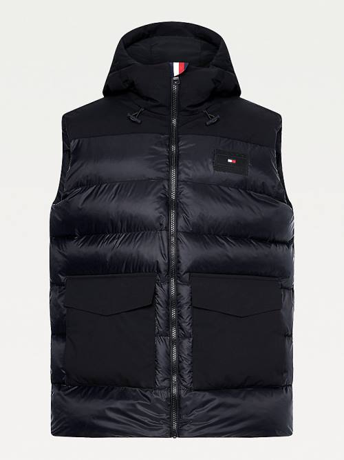 Tommy Hilfiger Contrast Fabric Kukuletalı Vest Kaban Erkek Siyah | TH865HXL