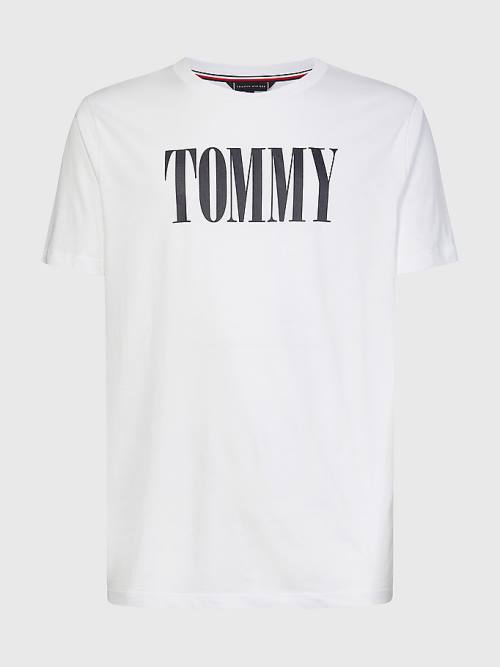 Tommy Hilfiger Contrast Logo Organic Pamuklu Mayo Erkek Beyaz | TH791VYI