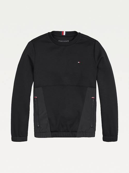 Tommy Hilfiger Contrast Panel Fleece Sweatshirt Erkek Çocuk Siyah | TH962IEN