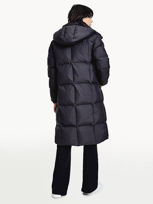 Tommy Hilfiger Contrast Panel Long Down Coat Ceket Kadın Siyah | TH428OEN