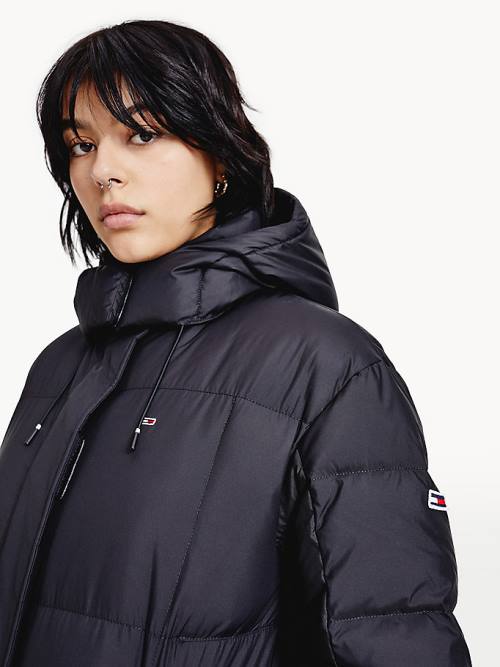 Tommy Hilfiger Contrast Panel Long Down Coat Ceket Kadın Siyah | TH428OEN