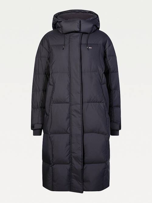 Tommy Hilfiger Contrast Panel Long Down Coat Ceket Kadın Siyah | TH428OEN