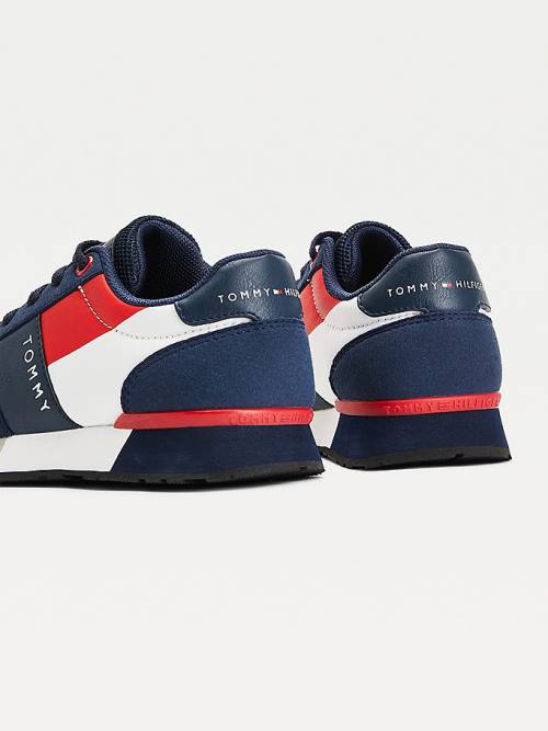 Tommy Hilfiger Contrast Panel Low-Top Dantel-Up Spor Ayakkabı Erkek Çocuk Mavi | TH908JUH