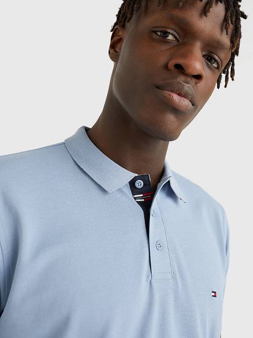 Tommy Hilfiger Contrast Placket Regular Fit Polo Yaka Tişört Erkek Mavi | TH150XFU