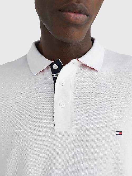 Tommy Hilfiger Contrast Placket Regular Fit Polo Yaka Tişört Erkek Beyaz | TH748QOE