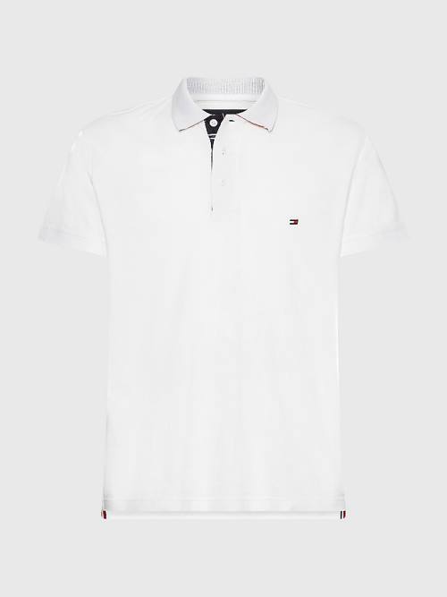 Tommy Hilfiger Contrast Placket Regular Fit Polo Yaka Tişört Erkek Beyaz | TH748QOE