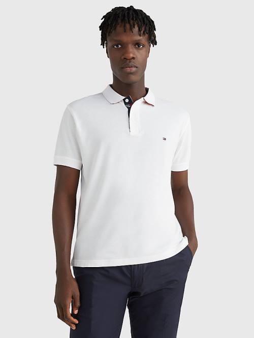 Tommy Hilfiger Contrast Placket Regular Fit Polo Yaka Tişört Erkek Beyaz | TH748QOE