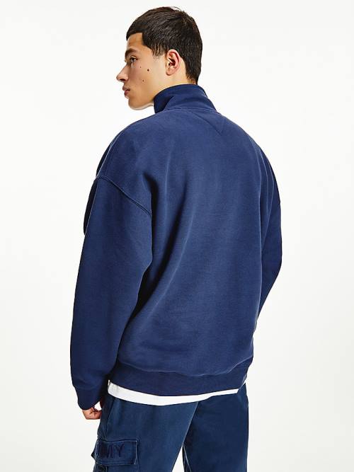 Tommy Hilfiger Contrast Pocket Half-Zip Sweatshirt Erkek Mavi | TH978DEH