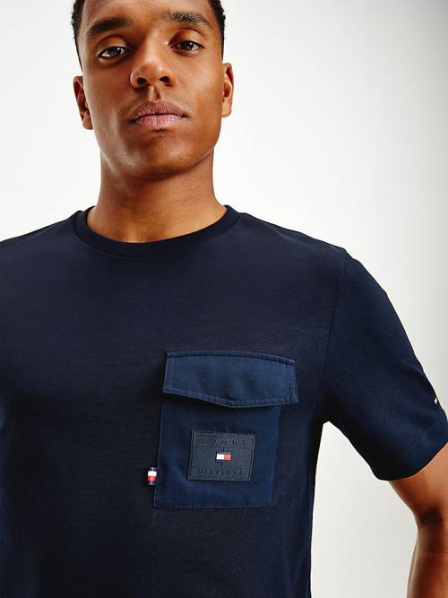 Tommy Hilfiger Contrast Pocket Relaxed Fit Tişört Erkek Mavi | TH196BGM