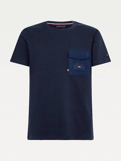 Tommy Hilfiger Contrast Pocket Relaxed Fit Tişört Erkek Mavi | TH196BGM