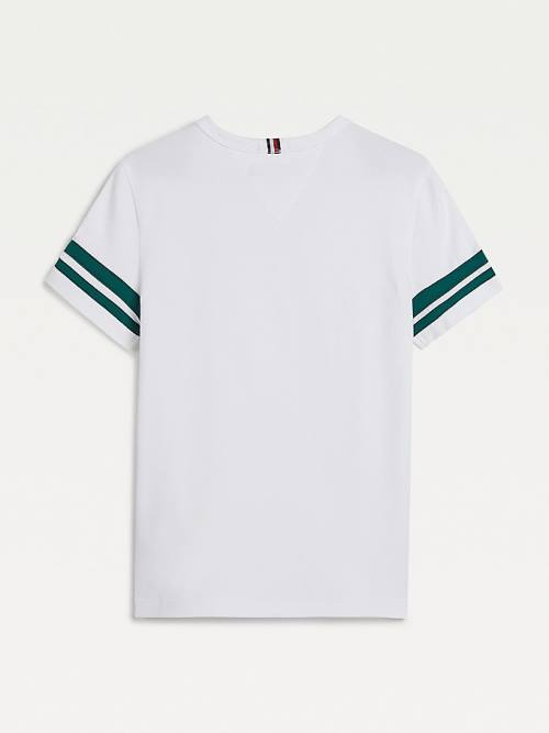 Tommy Hilfiger Contrast Sleeve Tişört Erkek Çocuk Beyaz | TH028VUX