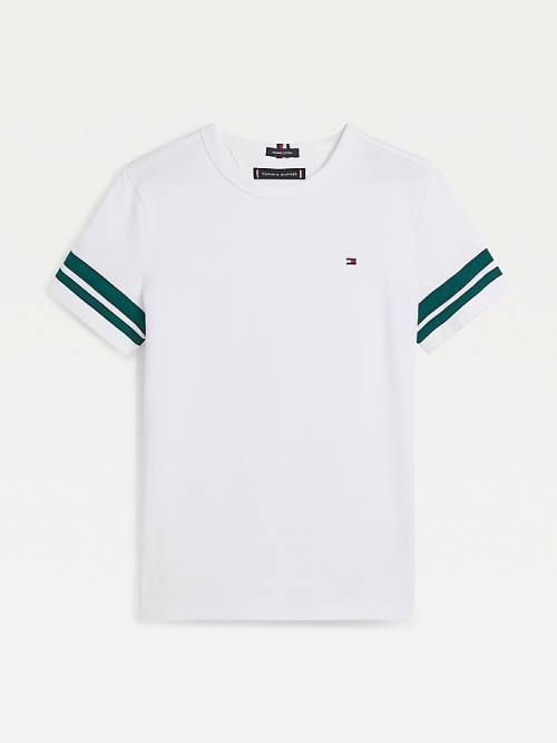 Tommy Hilfiger Contrast Sleeve Tişört Erkek Çocuk Beyaz | TH028VUX