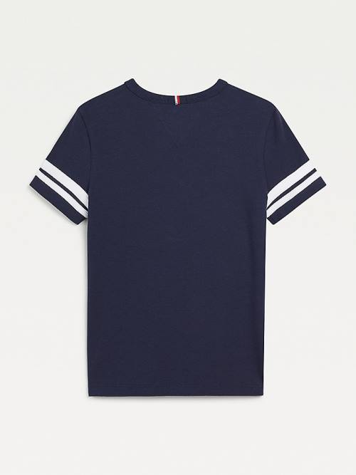 Tommy Hilfiger Contrast Sleeve Tişört Erkek Çocuk Mavi | TH719WXS