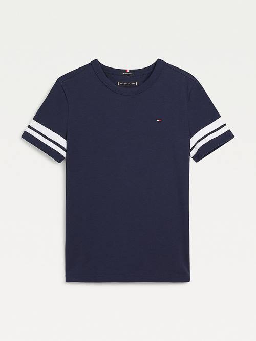 Tommy Hilfiger Contrast Sleeve Tişört Erkek Çocuk Mavi | TH719WXS