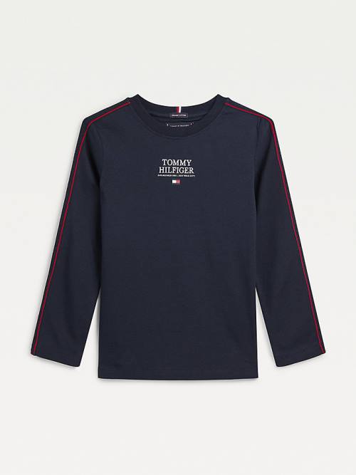 Tommy Hilfiger Contrast Tape Long Sleeve Tişört Erkek Çocuk Mavi | TH465XEB