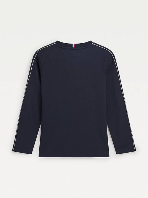 Tommy Hilfiger Contrast Tape Long Sleeve Tişört Erkek Çocuk Mavi | TH847AVI