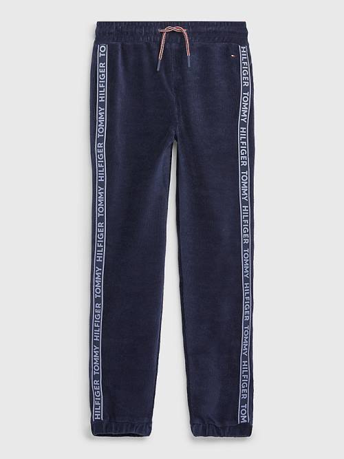 Tommy Hilfiger Corduroy Velour Logo Tape Joggers Pantolon Kiz Çocuk Mavi | TH684LUS