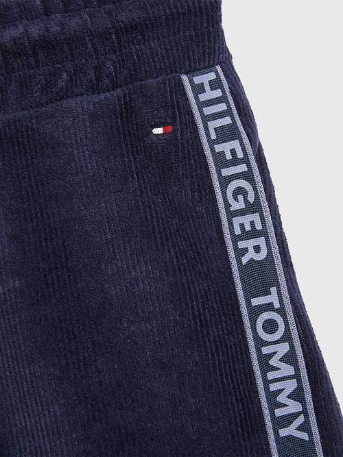 Tommy Hilfiger Corduroy Velour Logo Tape Joggers Pantolon Kiz Çocuk Mavi | TH684LUS