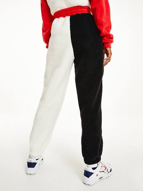 Tommy Hilfiger Cozy Tommy Badge Colour-Blocked Fleece Joggers Pantolon Kadın Kırmızı | TH921ORG