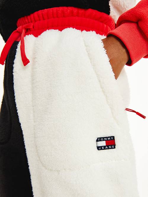 Tommy Hilfiger Cozy Tommy Badge Colour-Blocked Fleece Joggers Pantolon Kadın Kırmızı | TH921ORG