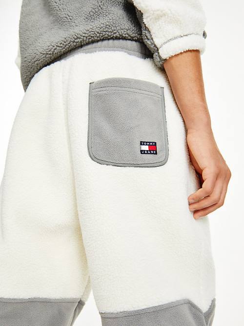 Tommy Hilfiger Cozy Tommy Badge Sherpa Fleece Joggers Pantolon Erkek Beyaz | TH415YUD