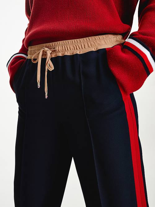 Tommy Hilfiger Crepe Colour-Blocked Drawstring Belli Pantolon Kadın Mavi | TH267WNA