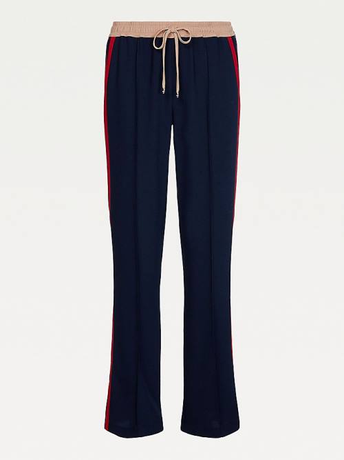 Tommy Hilfiger Crepe Colour-Blocked Drawstring Belli Pantolon Kadın Mavi | TH267WNA