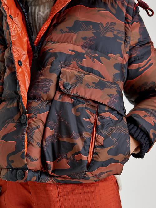 Tommy Hilfiger Crest Camo Print Down Ceket Kadın Kahverengi | TH297HYA