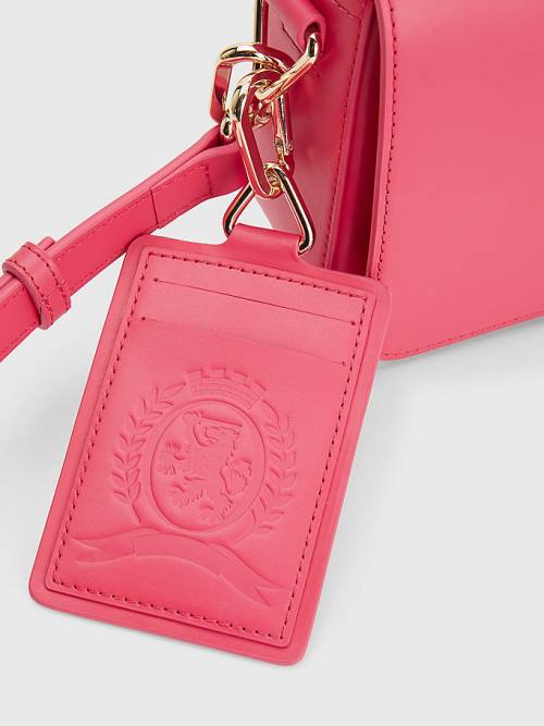 Tommy Hilfiger Crest Deri Crossover Çanta Kadın Pembe | TH453JYU