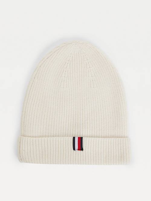 Tommy Hilfiger Crest Embroidery Beanie Şapka Erkek Beyaz | TH016PYN